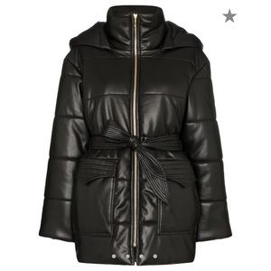 NWT Nanushka Lenox Vegan Leather Coat sz S Black
